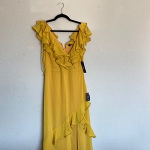 Mustard Yellow Ruffle Bridesmaids Dress